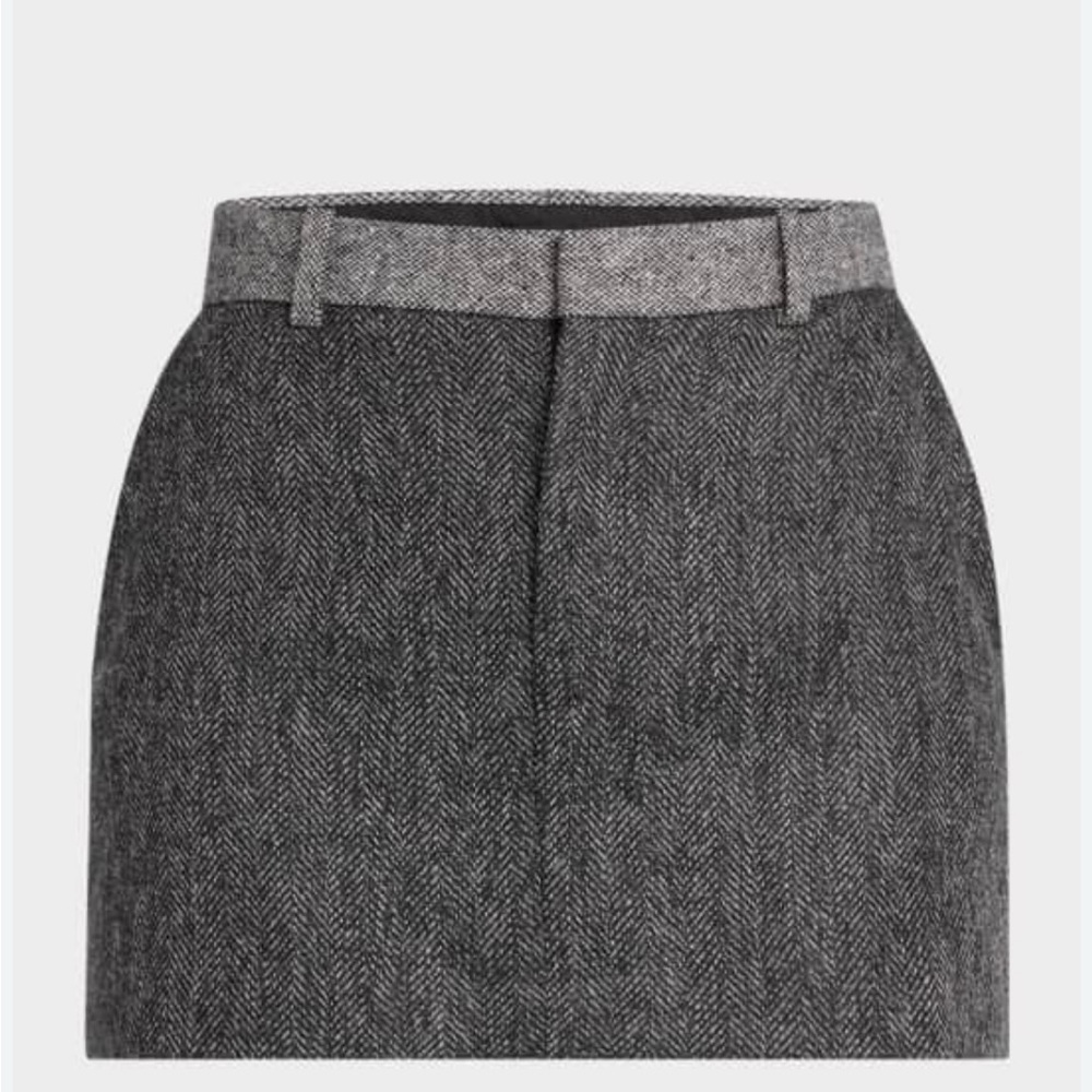 FRAME denim tweed wool lined Gray Herringbone Skirt